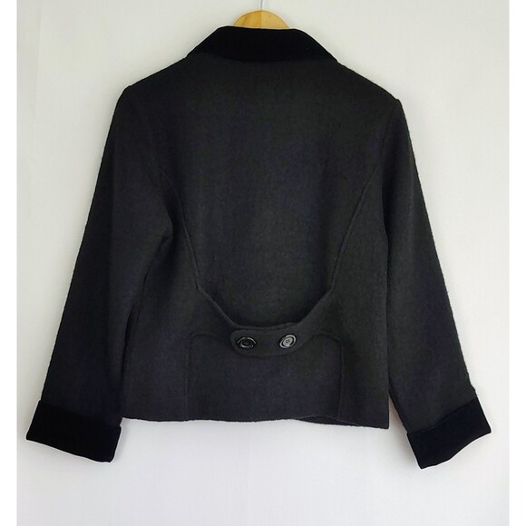 Vtg  Carson Women Black Wool Embroidered Floral Jacket Size S/P Boho Old Money - Picture 2 of 3